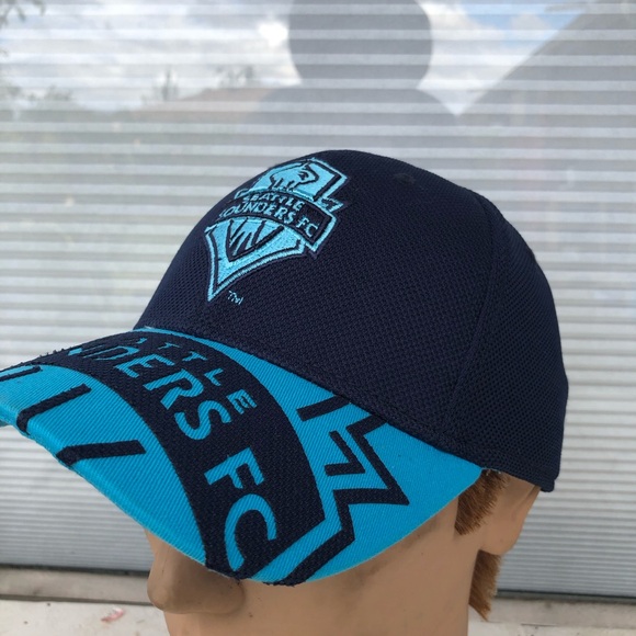 Men's Adidas Seattle Sounders FC Navy Light Blue Snapback Hat Sz Large/X-Large - Picture 1 of 11